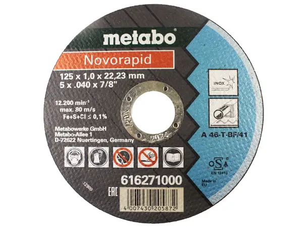 Отрезной круг 125х1мм по металлу и нержавейке Metabo Novorapid