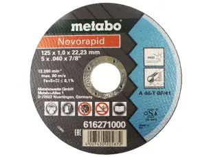 Отрезной круг 125х1мм по металлу и нержавейке Metabo Novorapid