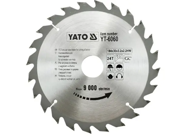 Професійний пильний диск по дереву Yato 184х30х24зуба