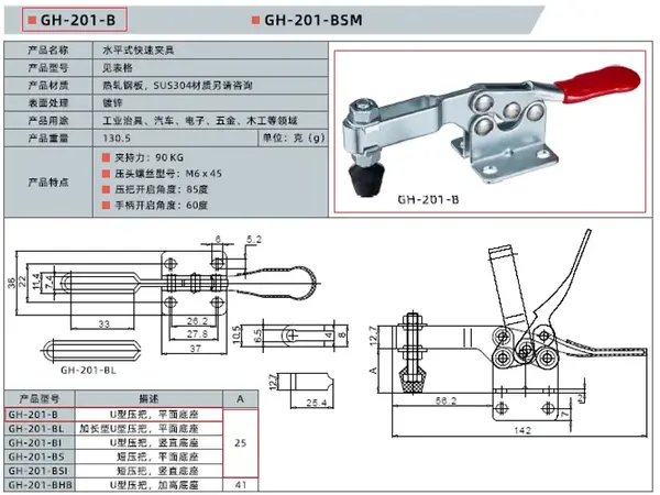 Горизонтальний столярний притиск WorkMan GH-201-B 90кг