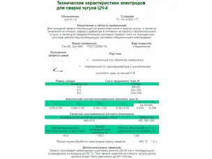 Електроди по чавуну ЦЧ-4 4мм