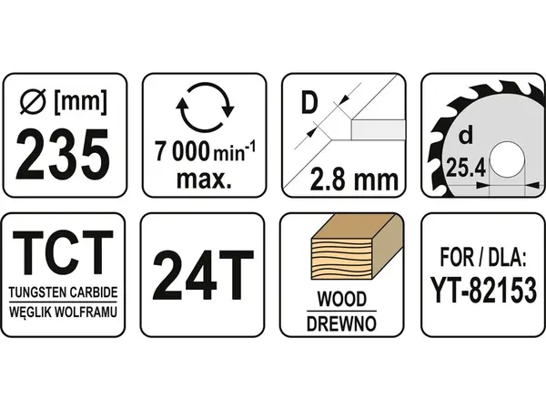 Диск для грубого швидкого різу циркуляркою 235x25.4x24зуба Yato