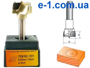 Глобус 1011 D25 h18 d8 фреза Форстнера для меблевих петель