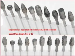 Набір борфрез по металу WorkMan Single Cut-3-12 (3 мм)