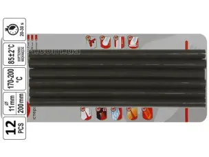 Клейові стрижні 11.2x200мм чорні (12 шт) для пістолета