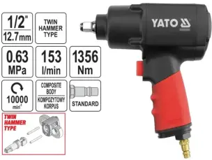 Пневмогайковерт ударний Yato 1/2″ 1356Нм