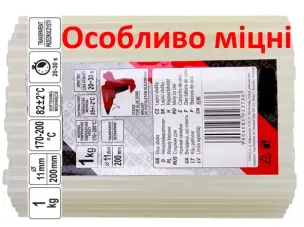 Стрижні для клейового пістолета прозорі 11х200 мм 1 кг