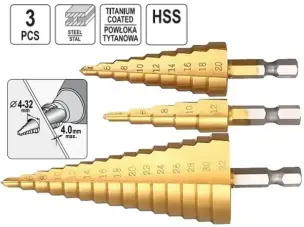 Ступінчасті свердла HSS TiN 4-32мм