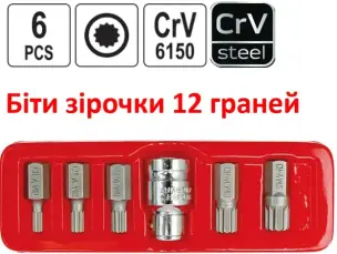 Биты звездочки 12-гранные CrV Spline M5-M12