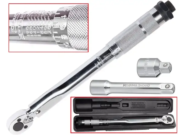 Ключ динамометричний 1/2″ CrV 28-210 Нм з насадками