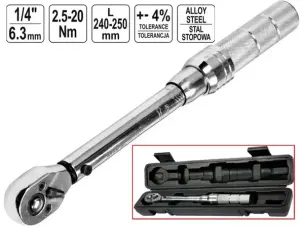 Ключ динамометрический щелчковый 1/4″ 2,5-20 Нм