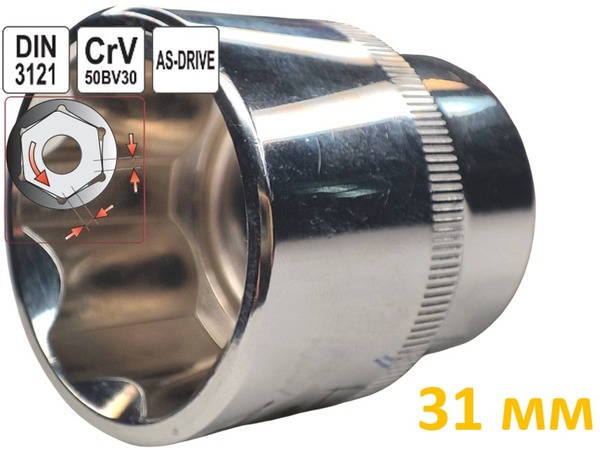 Головка торцева 31 мм 1/2" Superlock NEO Tools CrV