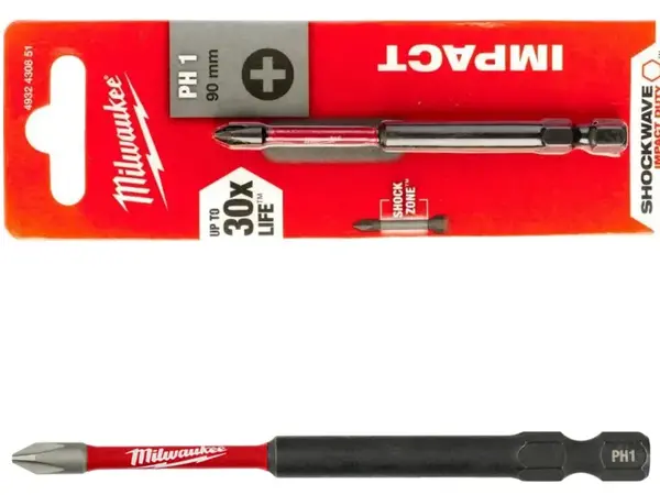 Ударна біта Milwaukee Shockwave PH1 90 мм для дрібного кріплення