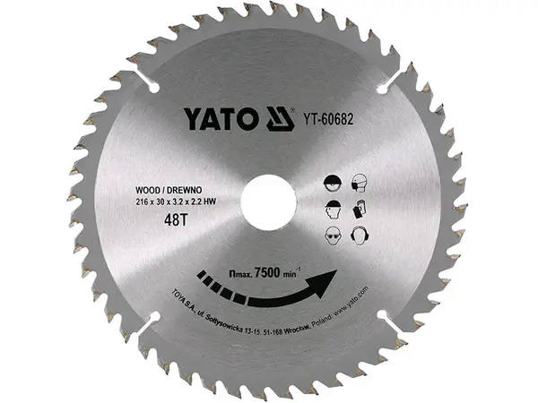 Пильний диск по дереву Yato 216х30х48зубов