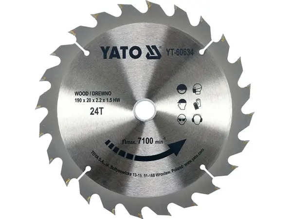 Диск пильний по дереву Yato 190х20х24зуба