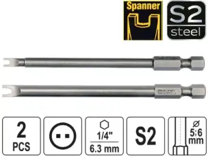 Длинные антивандальные биты Spanner U6, U10 100мм S2 (набор 2 шт)