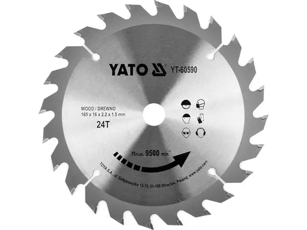 Диск пильний з напайками для циркулярки 165x16x24зуба Yato