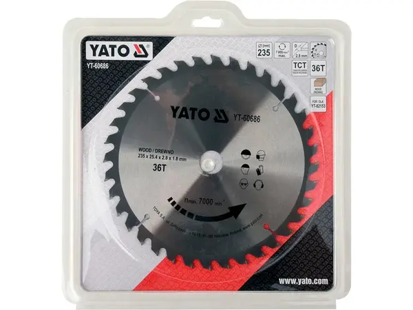 Диск по дереву твердосплавний 235x25.4x36зубов Yato
