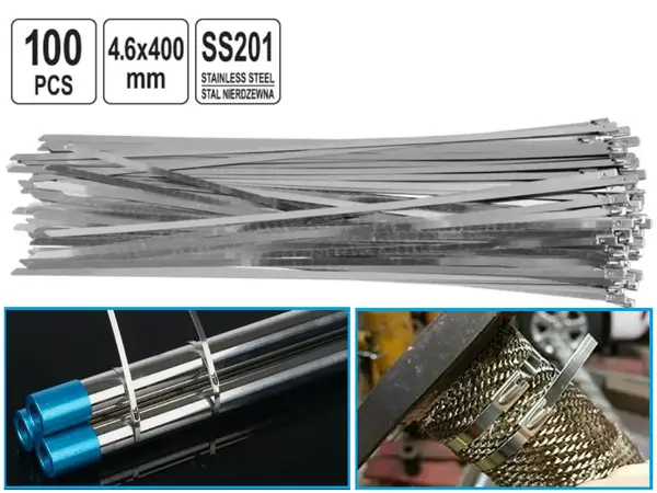 Стяжки кабельні нержавіючі 4,6x400 мм SS201 (100 шт)