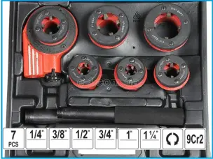 Набір клуппів із тріскачкою 9Cr2 1/4”-5/4”