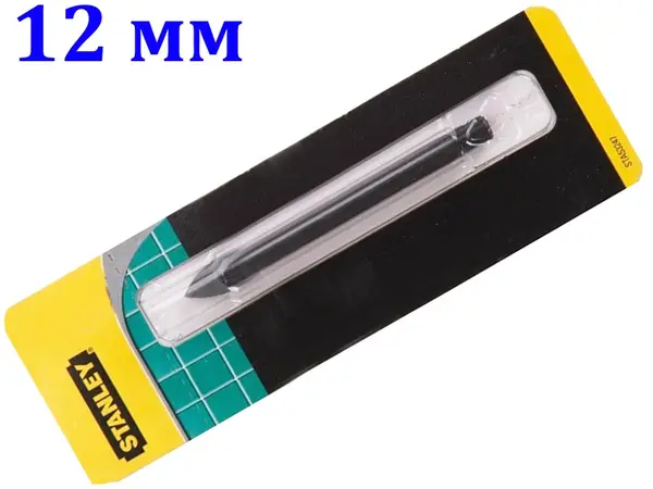 Сверло по плитке и стеклу Stanley 12 мм (наконечник YG6X)