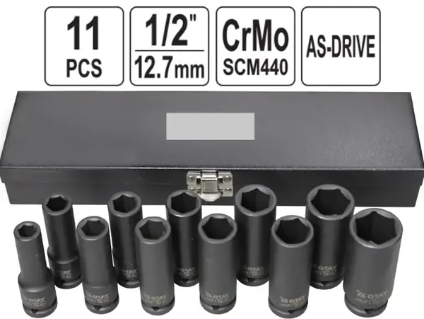 Ударные головки CrMo 1/2'' 10-24мм удлиненные