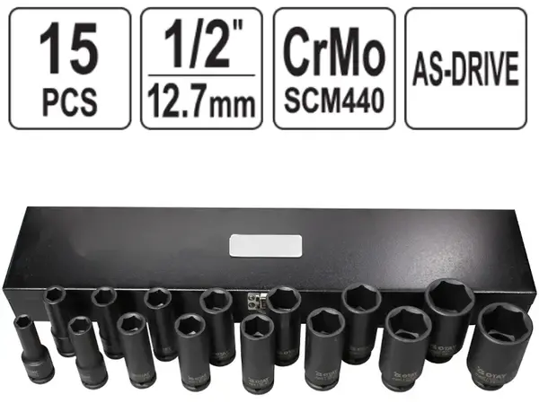 Ударные головки CrMo 1/2'' 10-32мм удлиненные