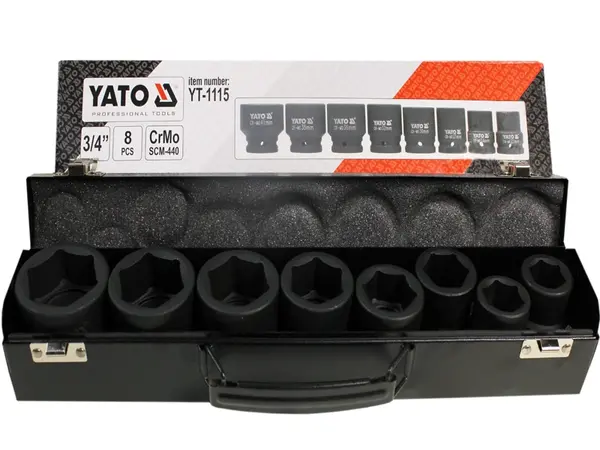 Набор головок ударных торцевых 3/4'' Yato YT-1115