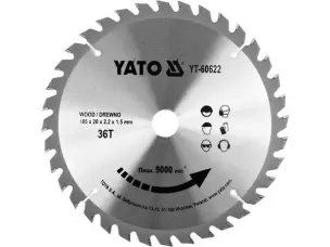 Диск на дисковую пилу с твердосплавными напайками 185x20x36зубов Yato