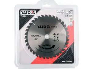 Диск на дисковую пилу с твердосплавными напайками 185x20x36зубов Yato