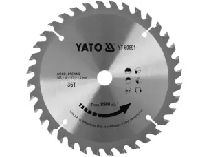 Пильний диск з напайками для циркулярки 165x16x36зубов Yato