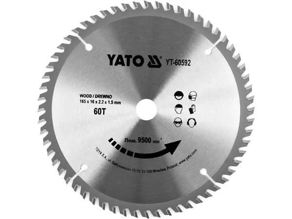 Пильний диск на дискову пилу 165x16x60зубов Yato
