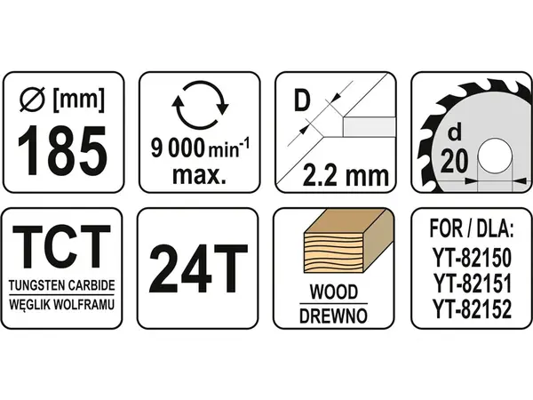 Твердосплавный диск на дисковую пилу 185x20x24зуба Yato