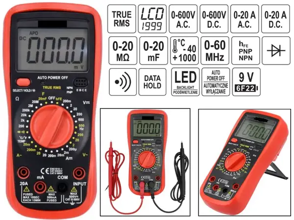 Мультиметр TRUE RMS 0-600V