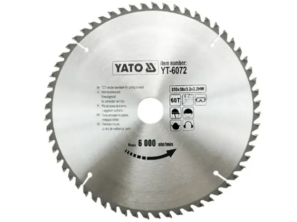 Професійний пильний диск по дереву Yato 250х30х60зубов