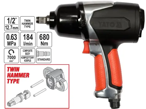 Пневмогайковерт ударний Yato 1/2″ 680Нм