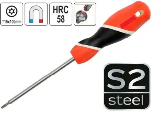 Отвертка Torx с отверстием T15 100 мм сталь S2