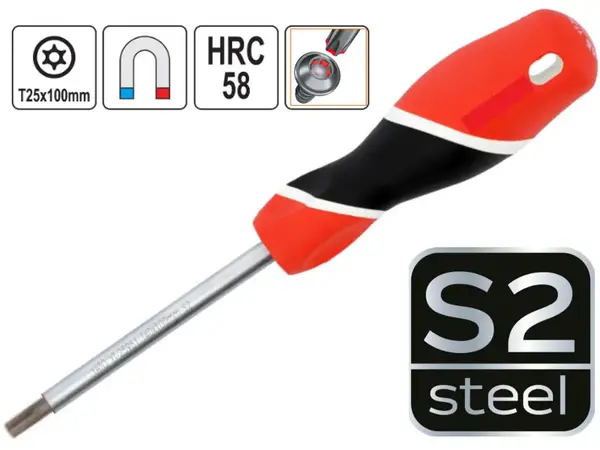 Отвертка Torx с отверстием T25 100 мм сталь S2