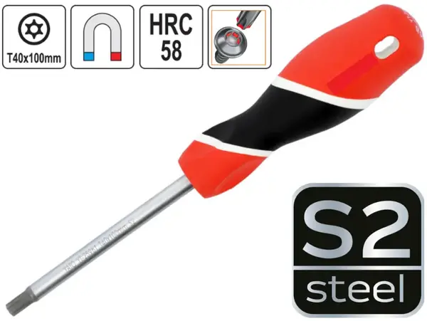 Отвертка Torx с отверстием S2 T40х100мм