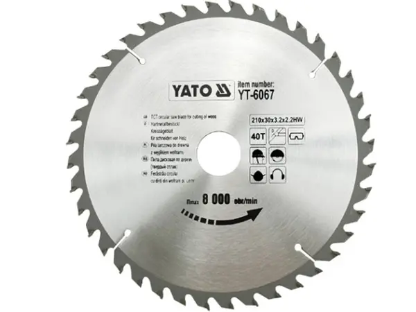 Профессиональный пильный диск по дереву Yato 210х30х40зубов
