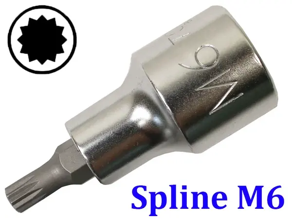 Торцевая головка с битой Spline M6 под квадрат 1/2"
