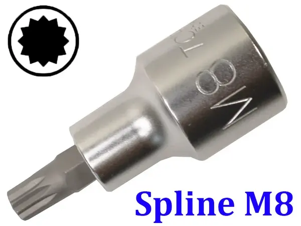 Торцевая головка с битой Spline M8 под квадрат 1/2"
