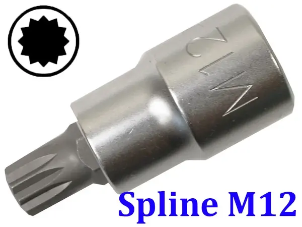 Торцевая головка с битой Spline M12 под квадрат 1/2"