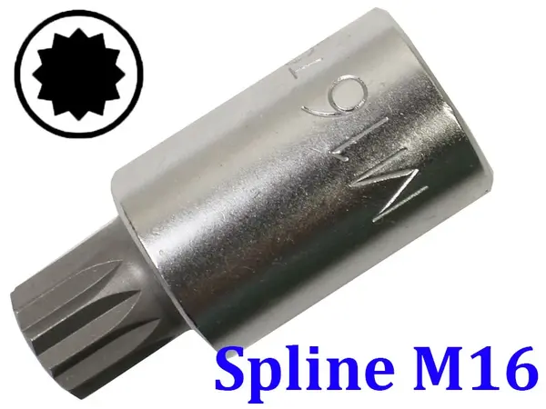 Торцевая головка с битой Spline M16 под квадрат 1/2"