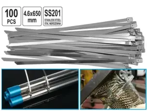 Стяжки кабельные нержавеющие 4,6x650 мм SS201 (100 шт)