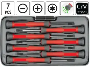 Набор прецизионных отверток CrV 7 шт (SL, PH, Torx)