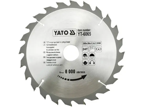 Професійний пильний диск по дереву Yato 200х30х24зуба