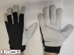 Дышащие рабочие перчатки из кожи с тканью 8''