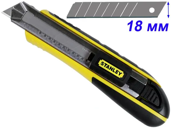 Нож строительный 18мм с отсеком для лезвий Stanley