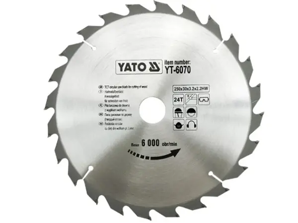 Профессиональный пильный диск по дереву Yato 250х30х24зуба